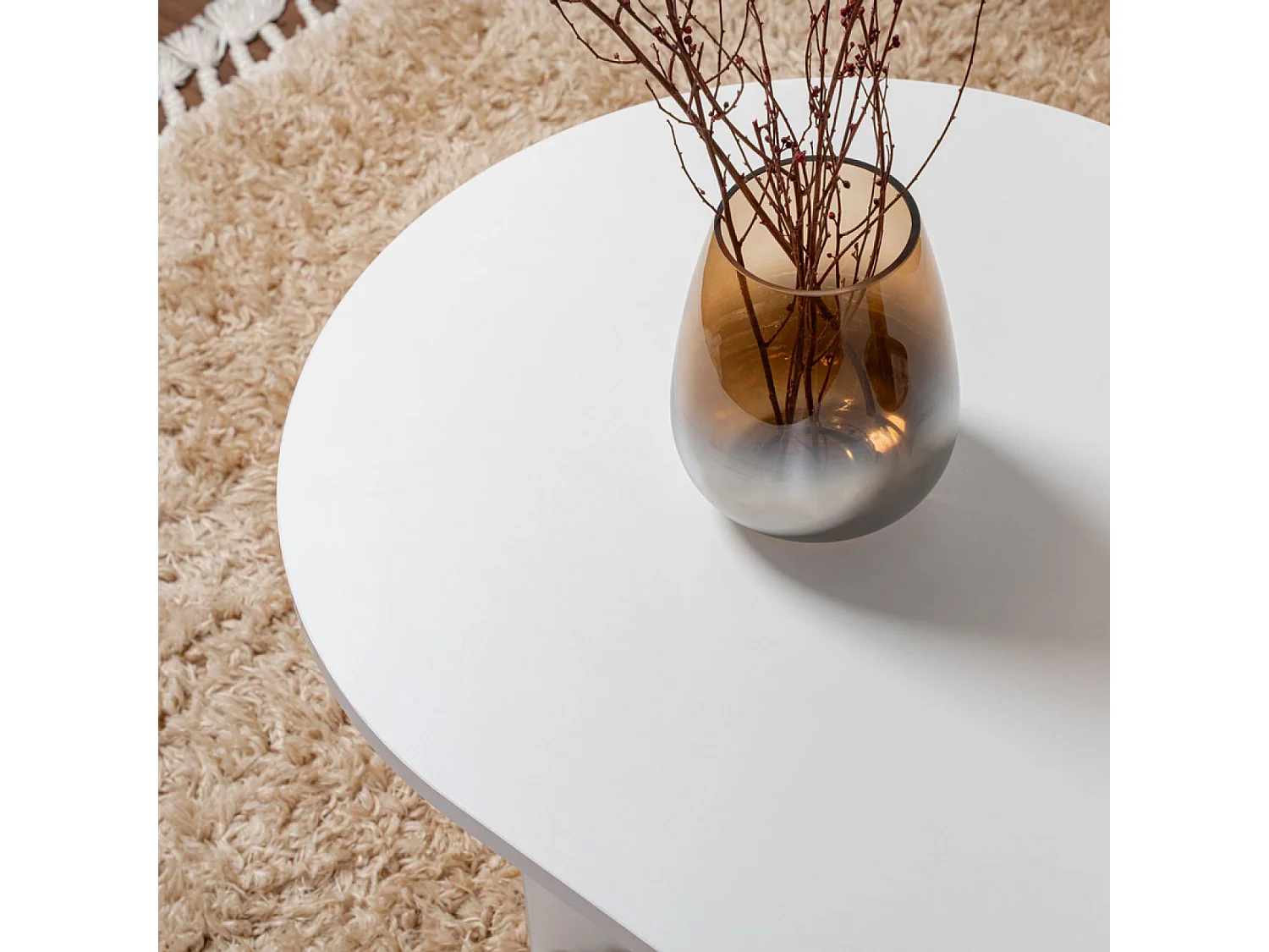 AZOS - Table basse ovale blanche 119x60cm