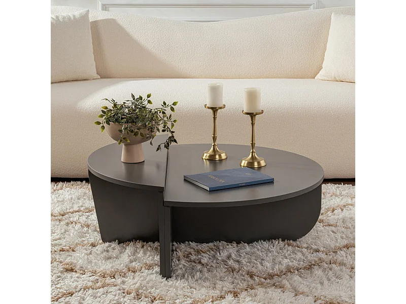 Table basse ronde podium anthracite 90cm VARI