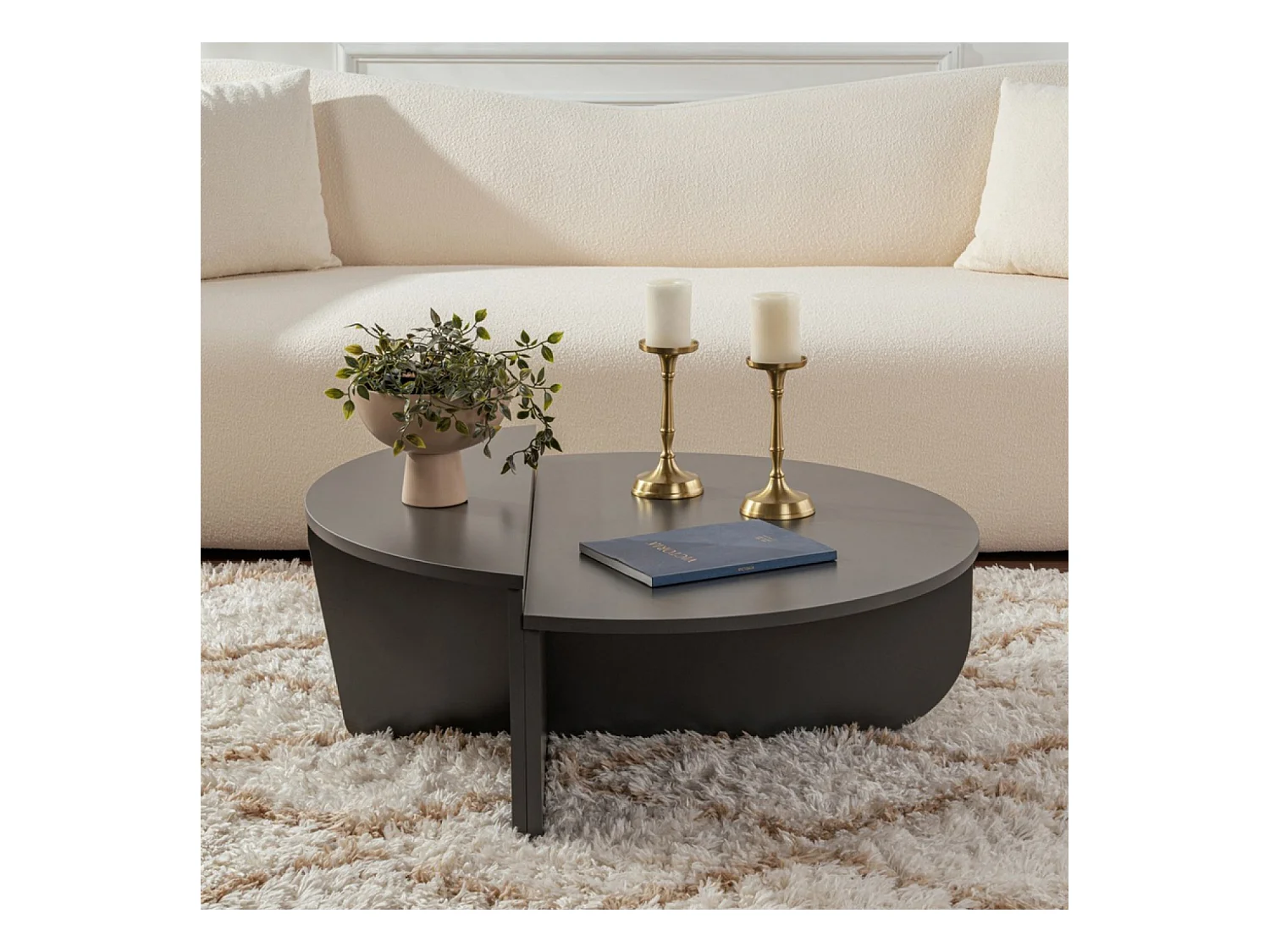 Table basse ronde podium anthracite 90cm VARI