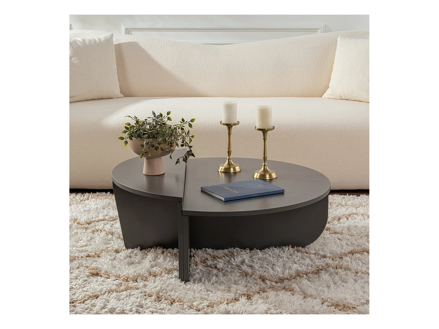 Table basse ronde podium anthracite 90cm VARI