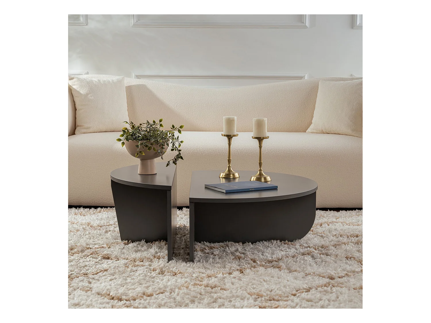 Table basse ronde podium anthracite 90cm VARI