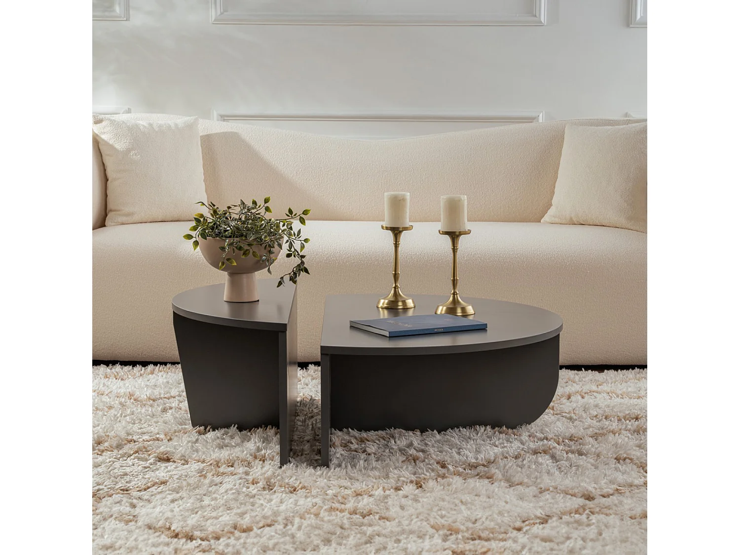 Table basse ronde podium anthracite 90cm VARI