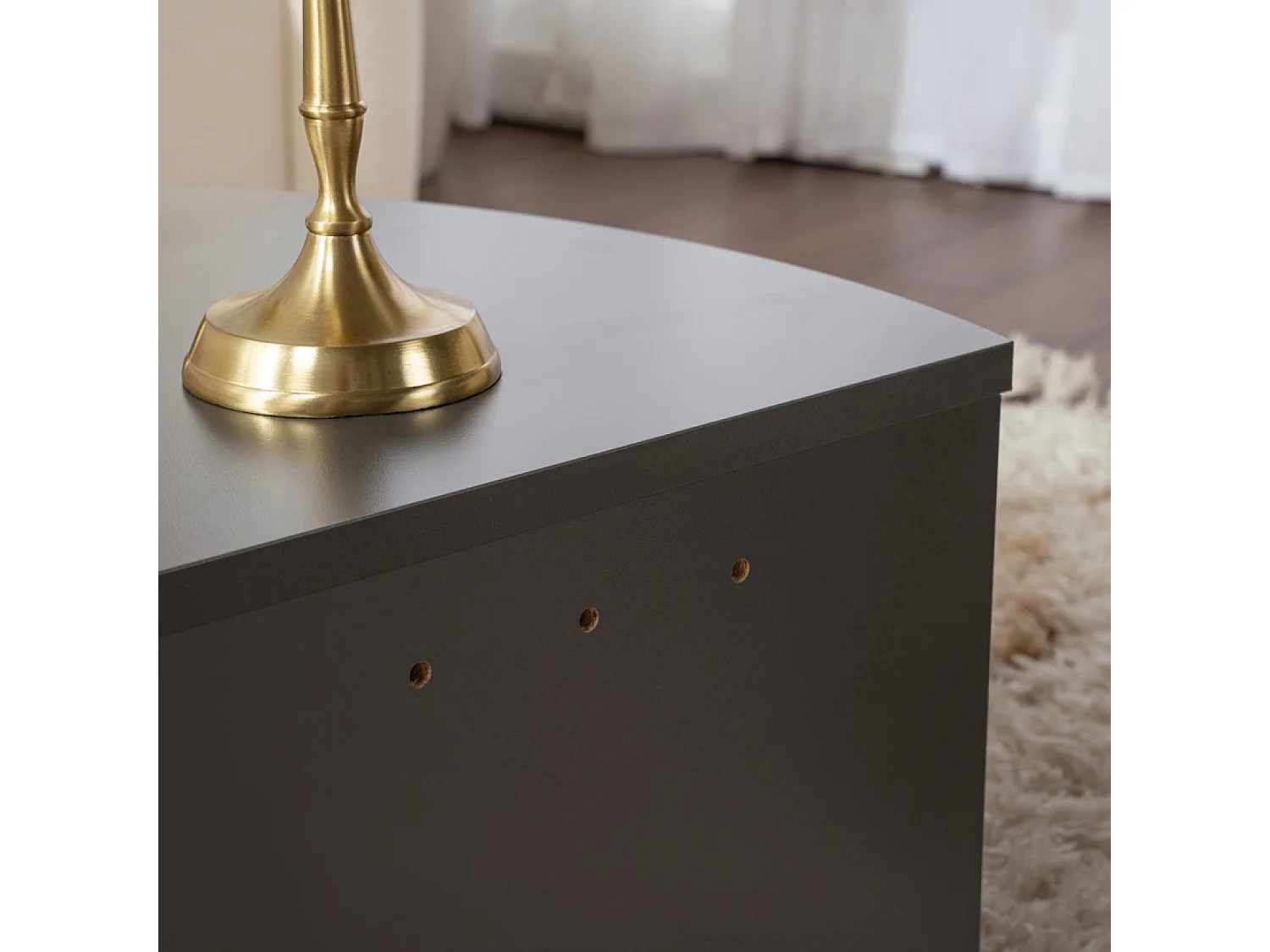 Table basse ronde podium anthracite 90cm VARI