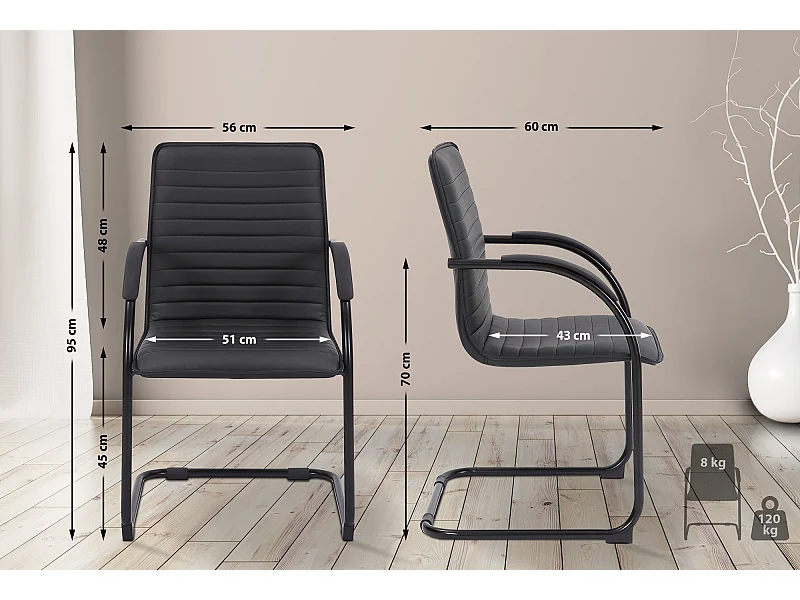 Chaise visiteur Tira revêtement en similicuir