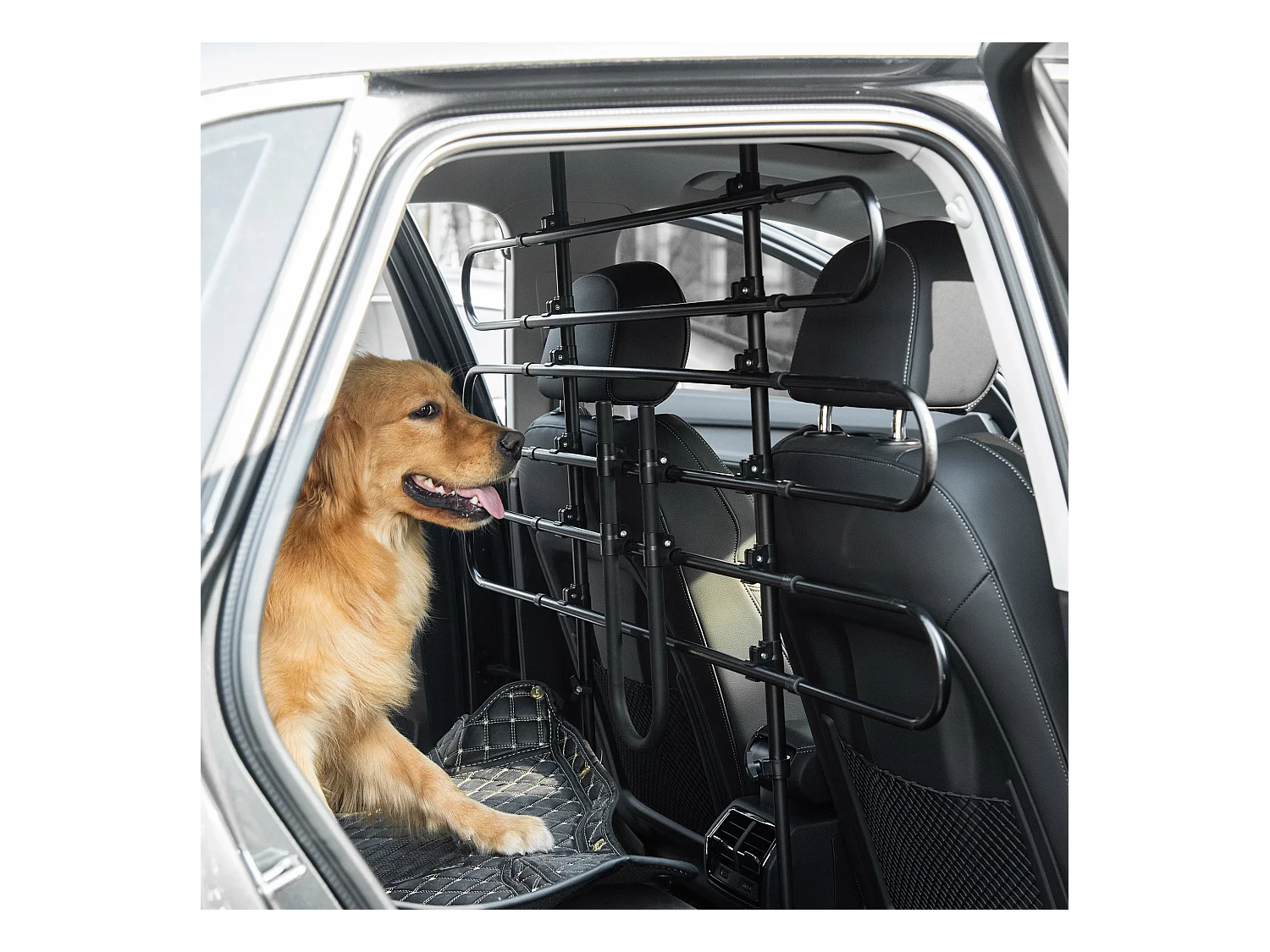 Grille de séparation extensible voiture barrière de sécurité barre réglable pour chien acier noir