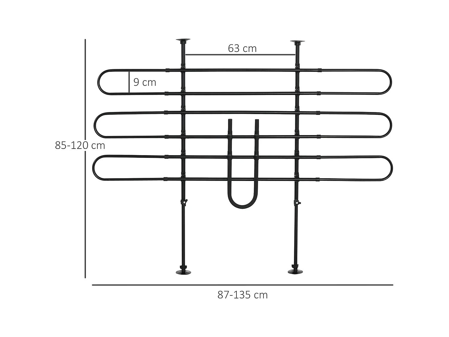 Grille de séparation extensible voiture barrière de sécurité barre réglable pour chien acier noir