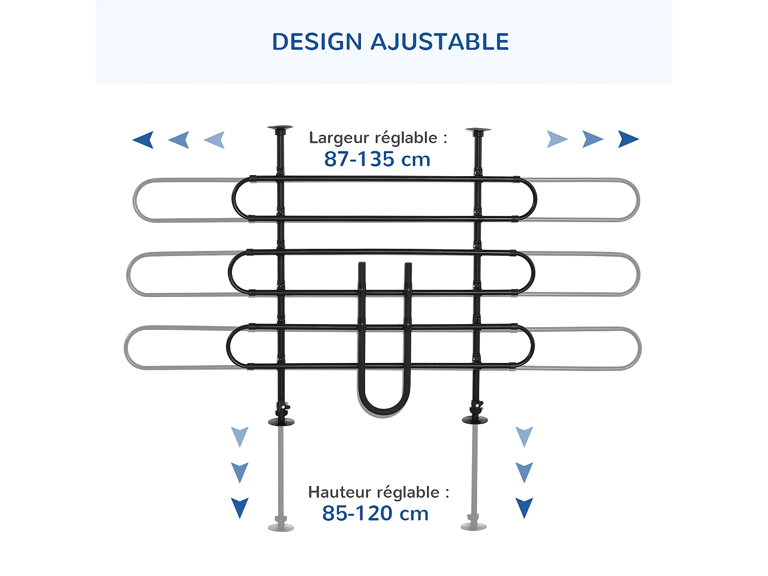Grille de séparation extensible voiture barrière de sécurité barre réglable pour chien acier noir