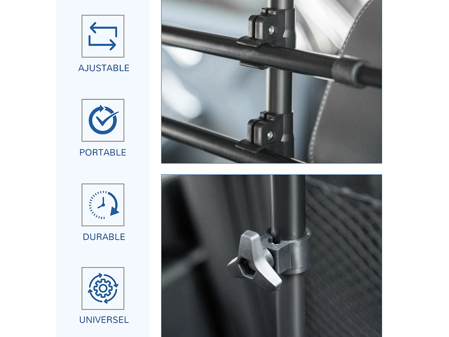 Grille de séparation extensible voiture barrière de sécurité barre réglable pour chien acier noir