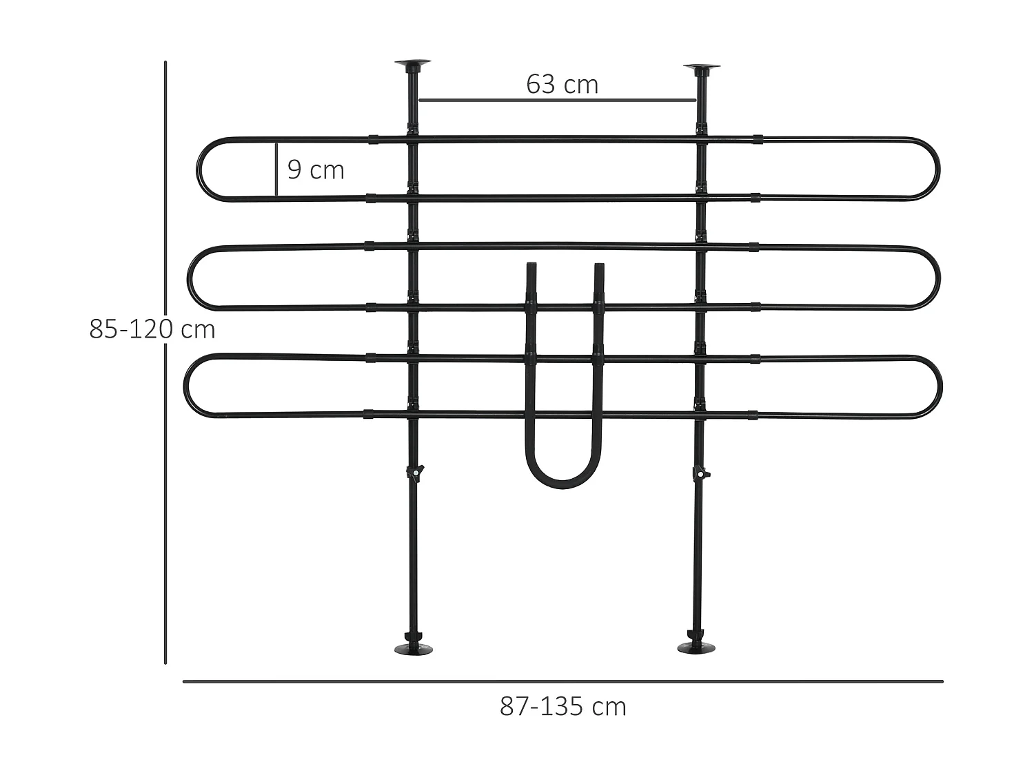Grille de séparation extensible voiture barrière de sécurité barre réglable pour chien acier noir
