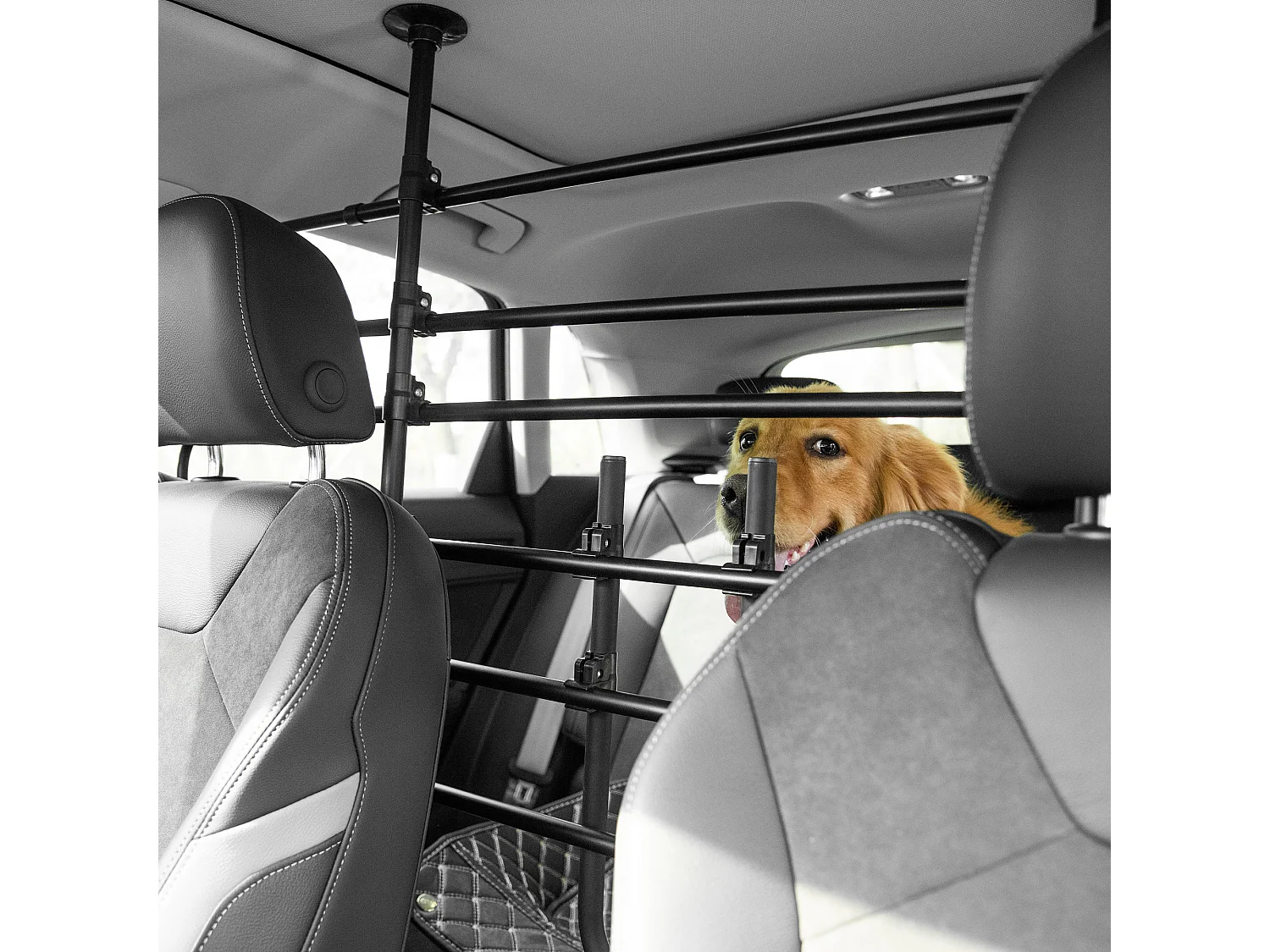 Grille de séparation extensible voiture barrière de sécurité barre réglable pour chien acier noir