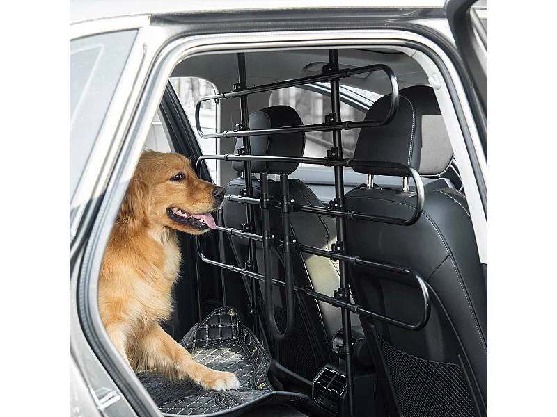 Grille de séparation extensible voiture barrière de sécurité barre réglable pour chien acier noir