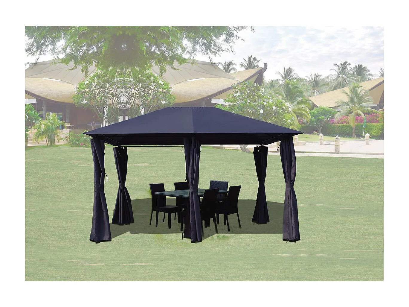 Toile et Rideaux de remplacement pour tonnelle "Rosita" - 3 x 4 m - Gris