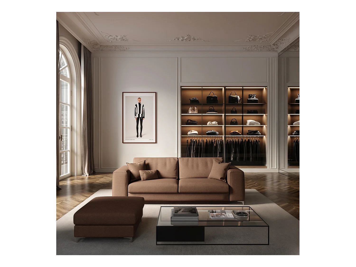 Rodier Canapé 3 places convertible Rene marron