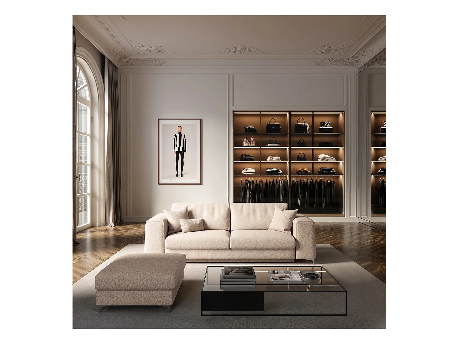 Rodier Canapé 3 places convertible Rene beige clair