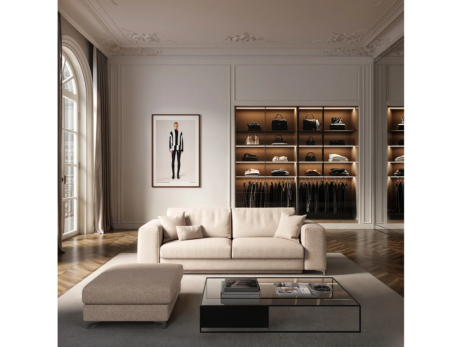 Rodier Canapé 3 places convertible Rene beige clair