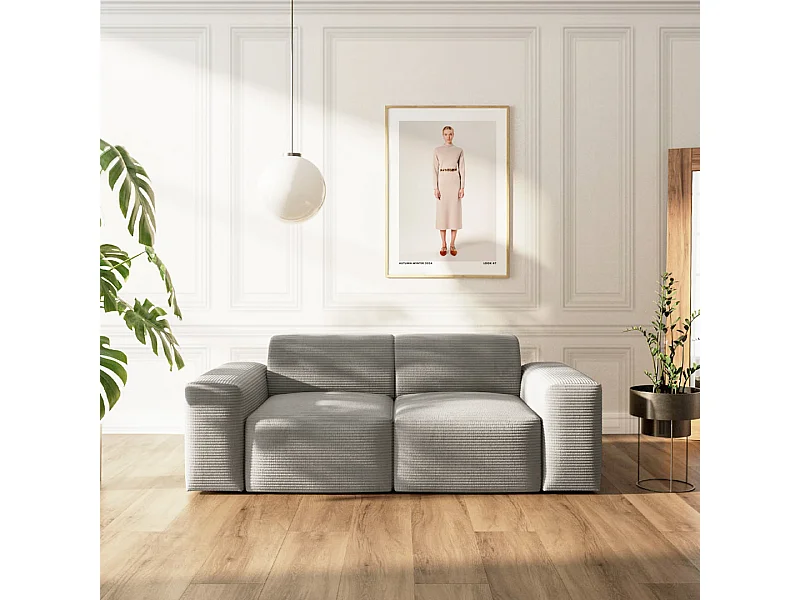 Villet 2-zitsbank grijs