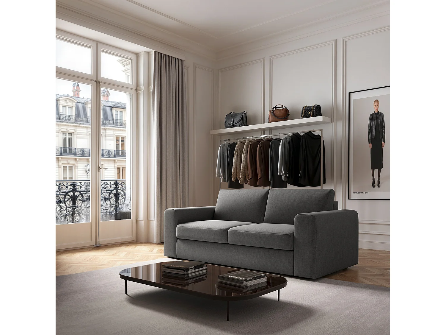 Rodier Canapé 3 places Baga gris