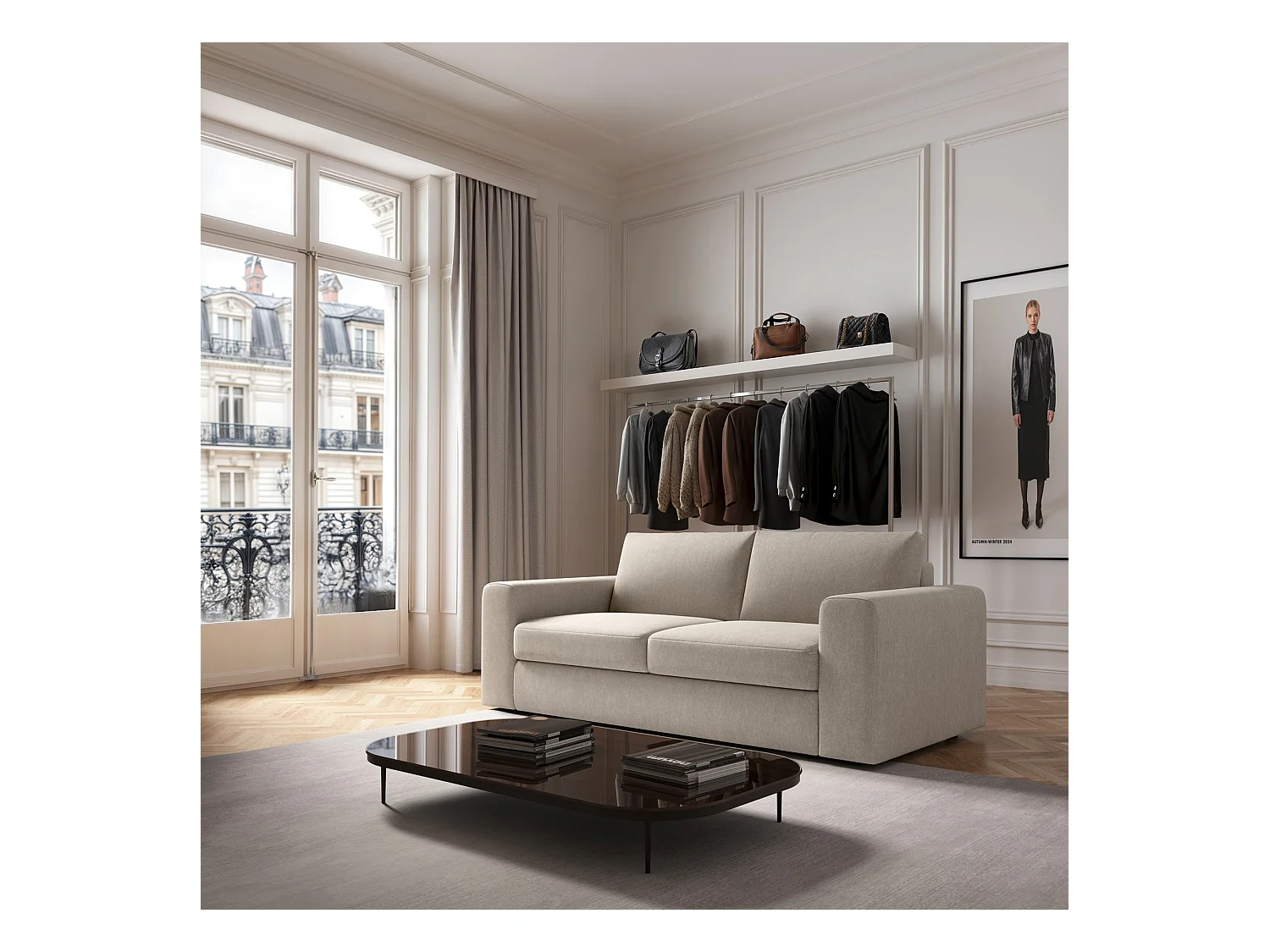 Rodier Canapé 3 places Baga beige clair