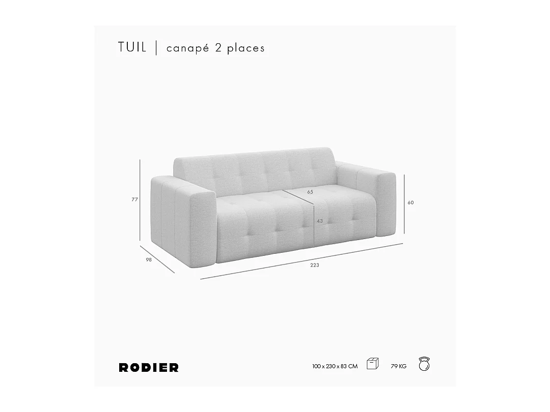 Rodier Canapé 3 places Tuil camel