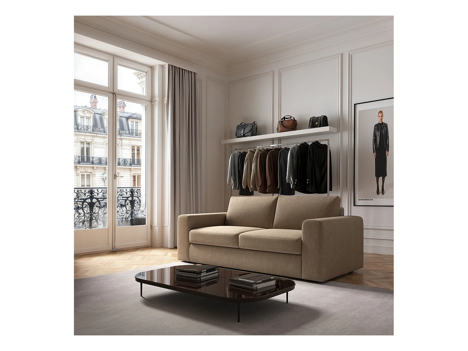 Rodier Canapé 3 places Baga camel