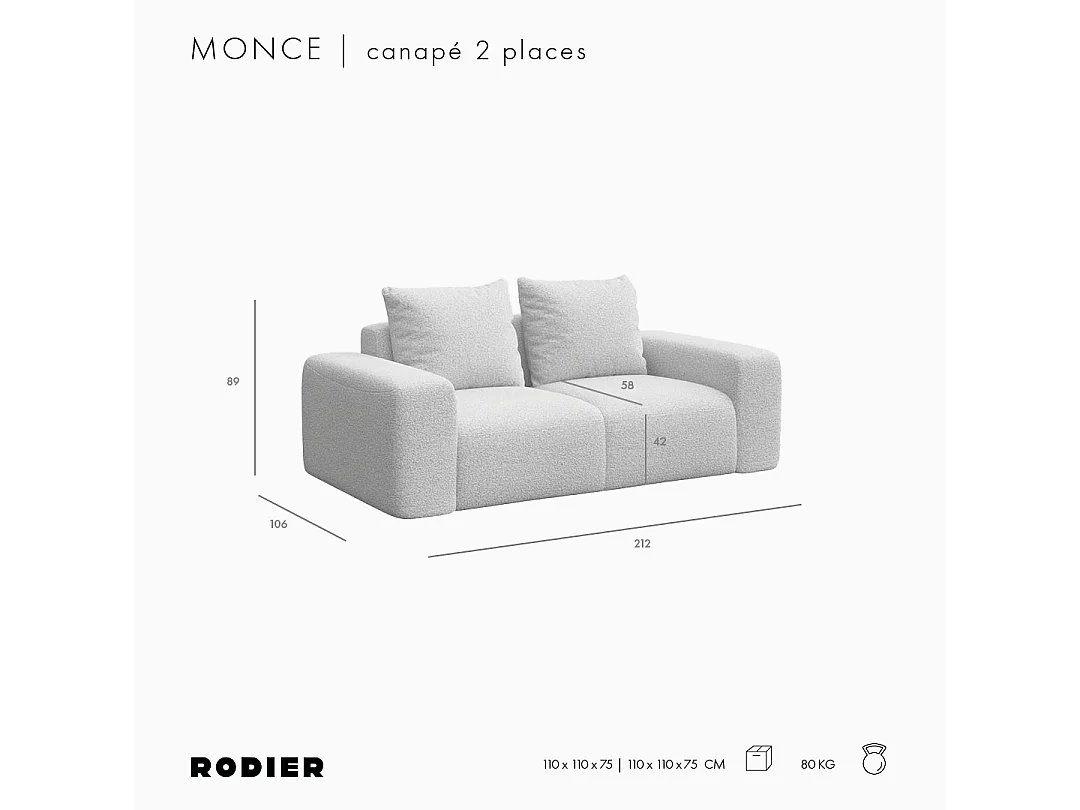 Rodier Canapé 2 places Monce beige