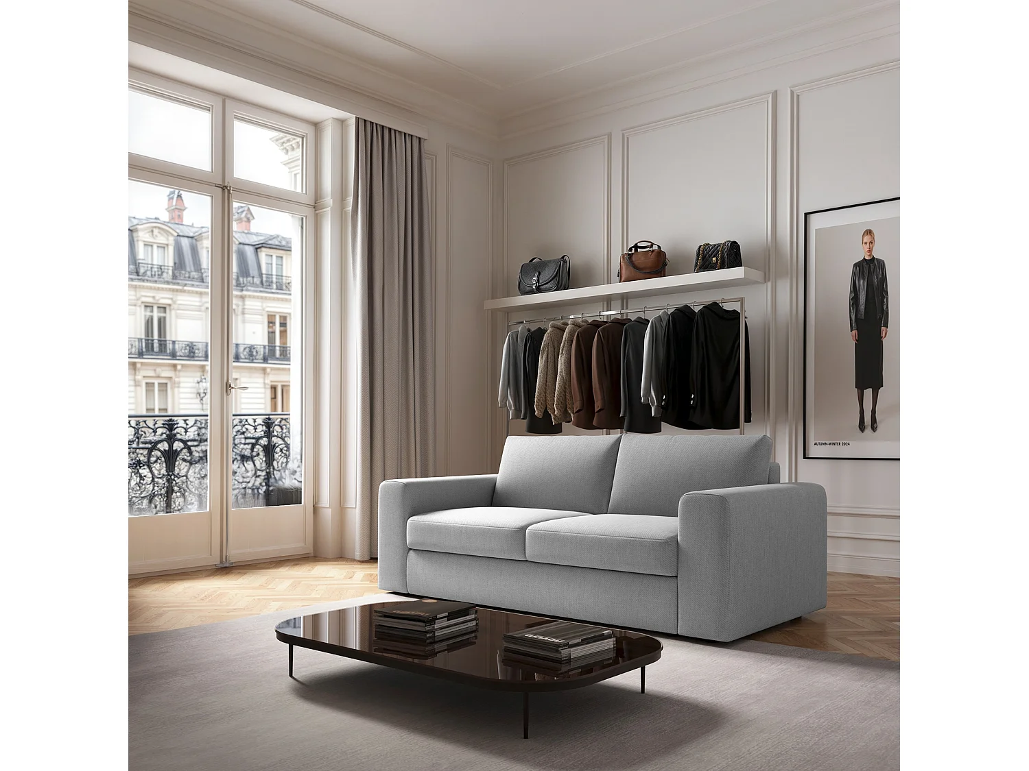 Rodier Canapé 3 places Baga gris clair