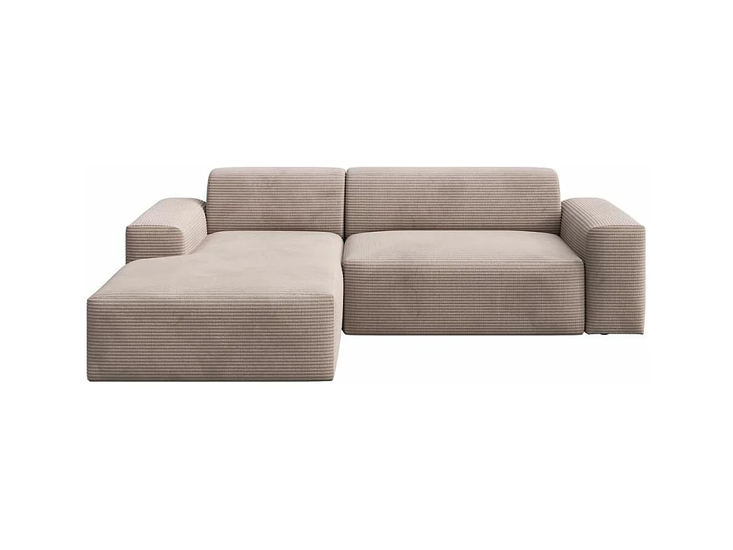 Villet chaise longue bank links beige met slaapfunctie en opbergvak