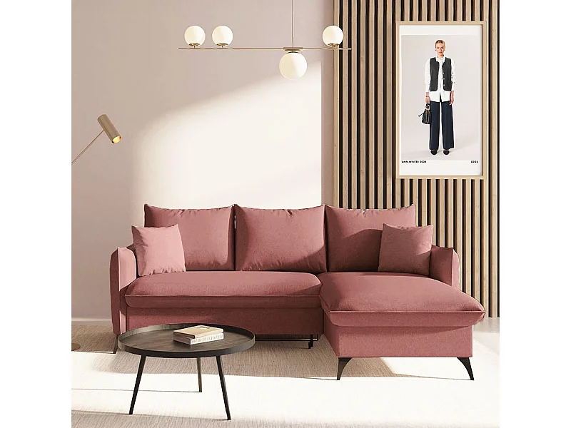 Rodier Canapé d'angle droit convertible Brim rose