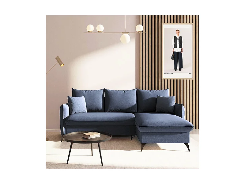 Rodier Canapé d'angle droit convertible Brim bleu marine