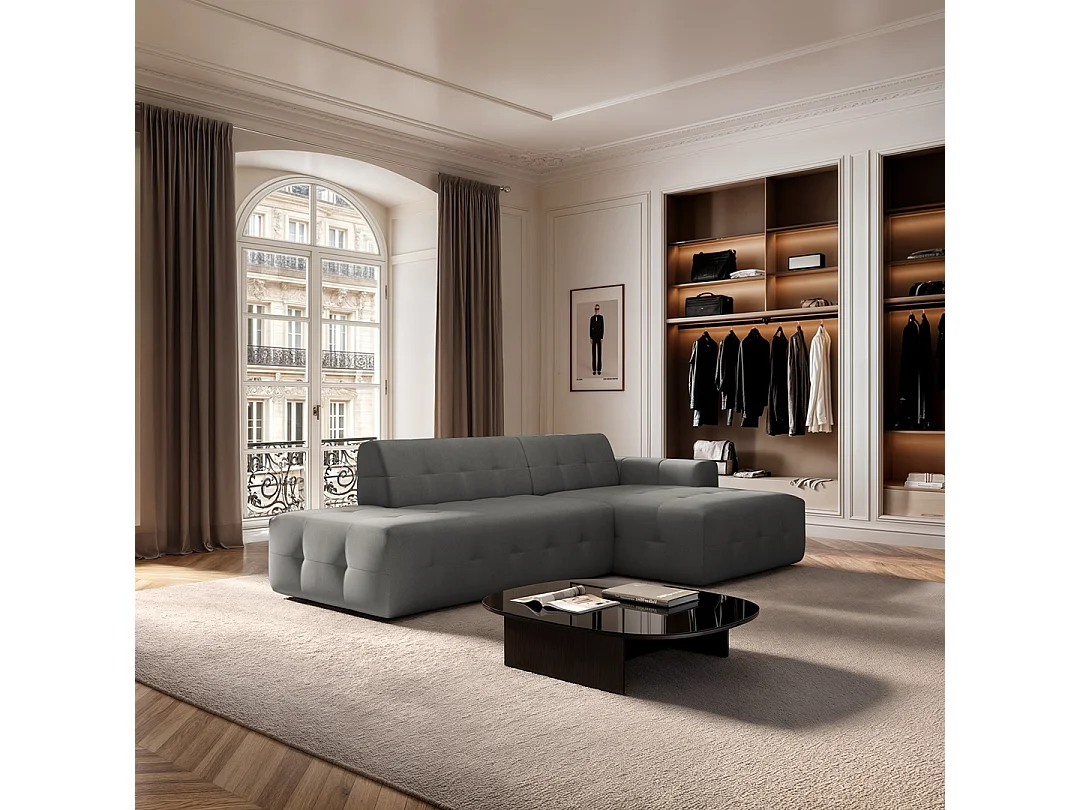 Rodier Canapé d'angle droit Tuil gris argenté