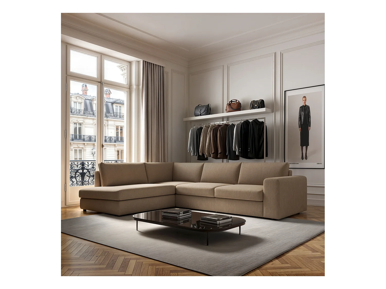 Rodier Canapé d'angle gauche Baga camel