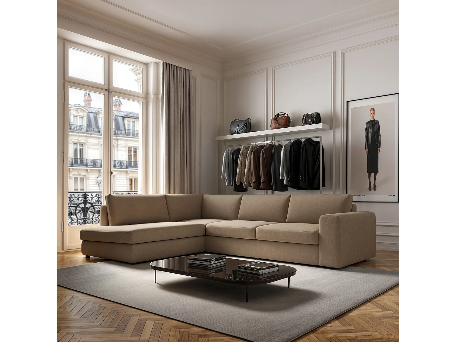 Rodier Canapé d'angle gauche Baga camel