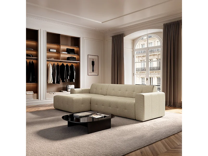 Rodier Grand Canapé d'angle gauche Tuil beige