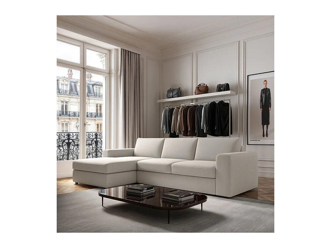 Rodier Grand Canapé d'angle gauche Baga crème