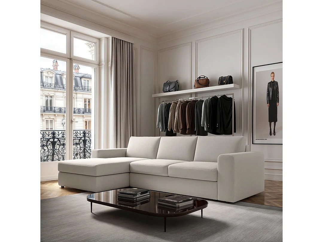 Rodier Grand Canapé d'angle gauche Baga crème