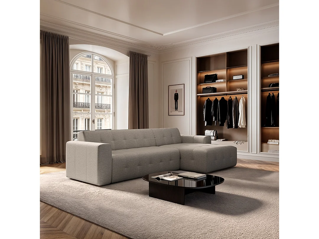 Rodier Grand canapé d'angle droit Tuil camel