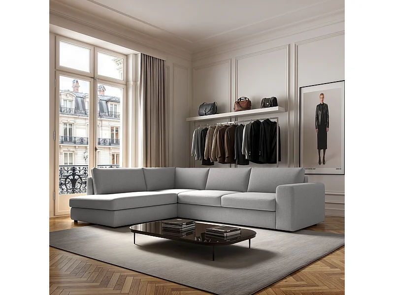 Rodier Canapé d'angle gauche Baga gris clair