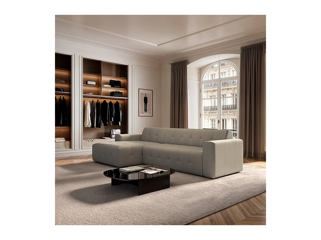 Rodier Grand Canapé d'angle gauche Tuil beige foncé