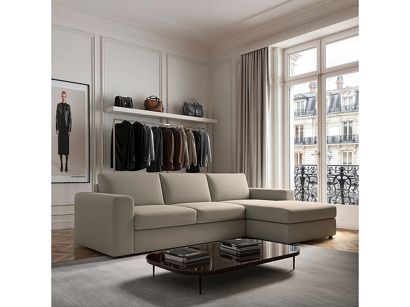 Rodier Grand canapé d'angle droit Baga beige