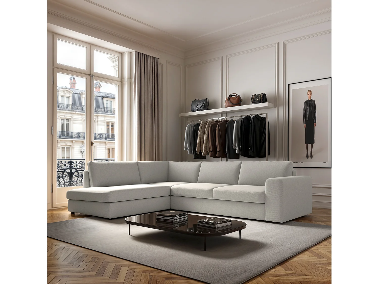 Rodier Canapé d'angle gauche Baga crème