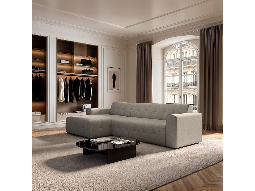 Rodier Grand Canapé d'angle gauche Tuil camel