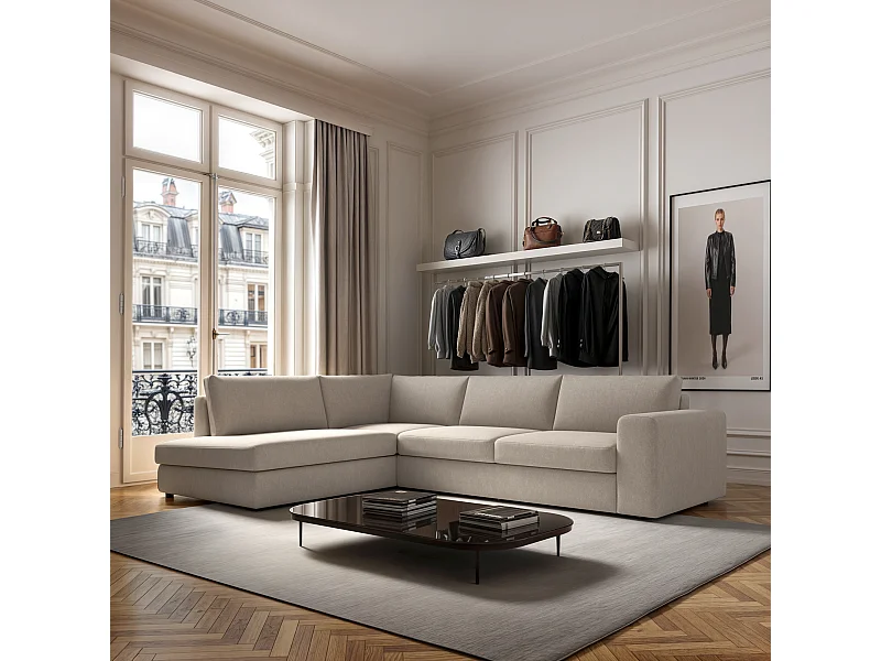 Rodier Canapé d'angle gauche Baga beige clair