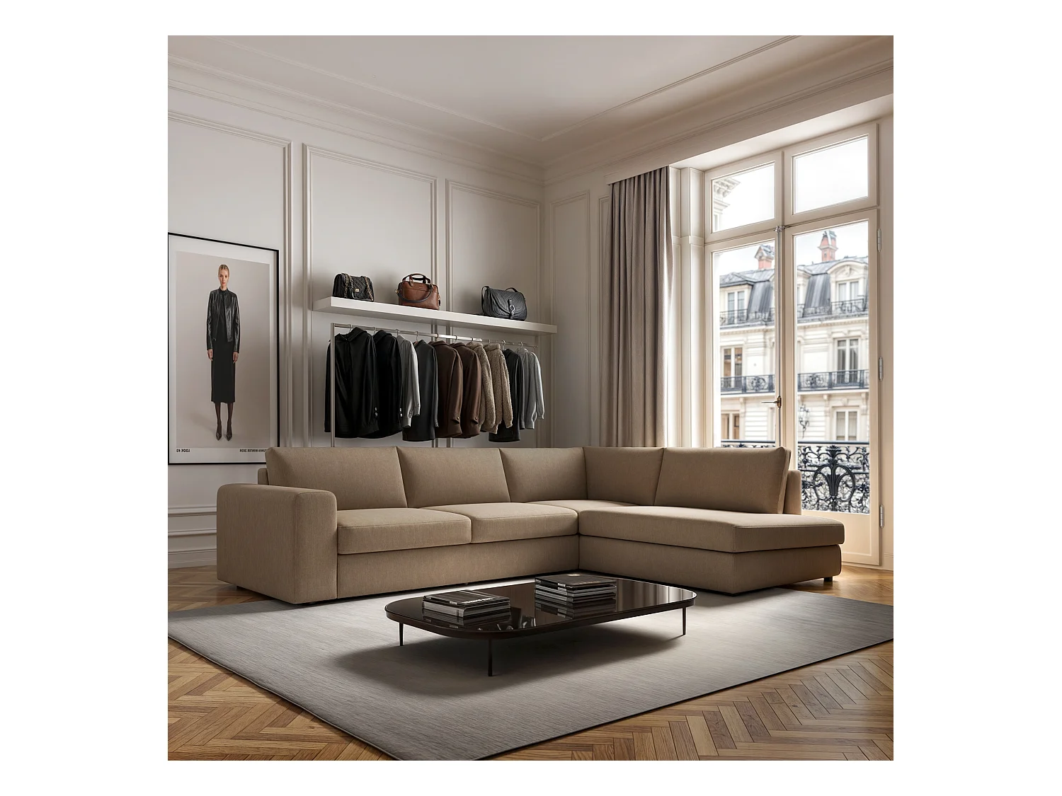 Baga chaise longue sofa camel