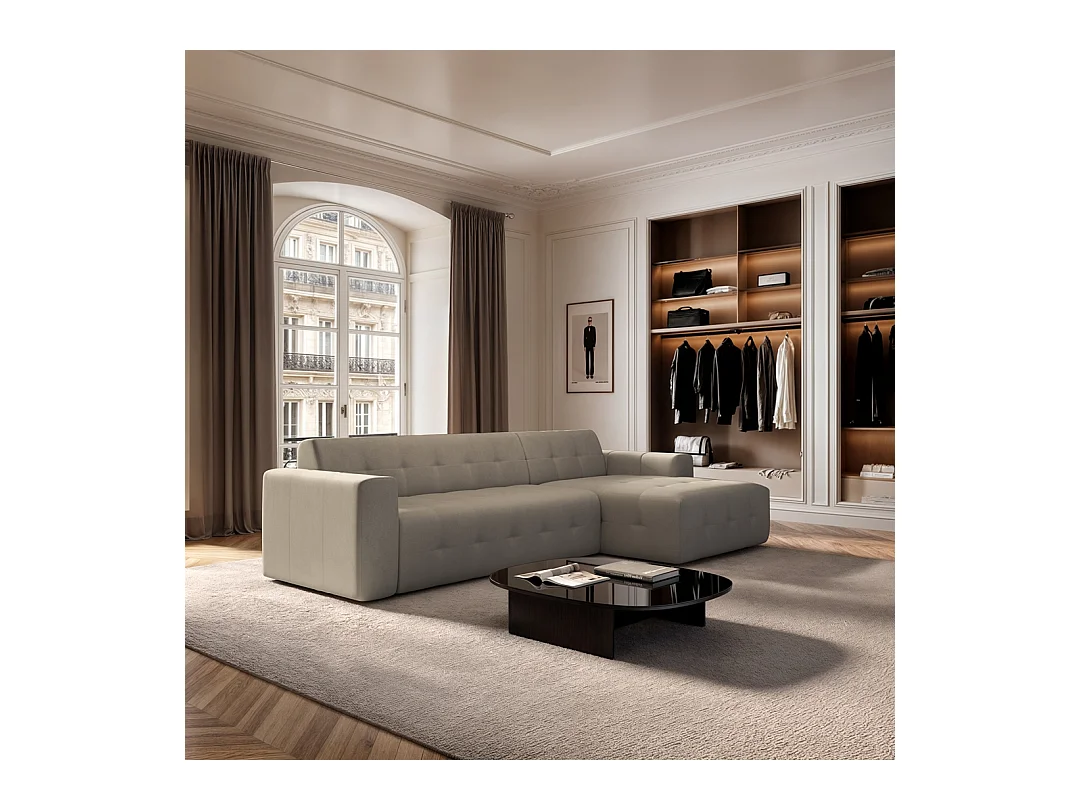 Rodier Grand canapé d'angle droit Tuil beige foncé