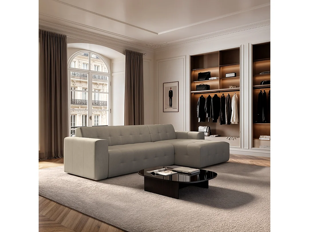 Rodier Grand canapé d'angle droit Tuil beige foncé