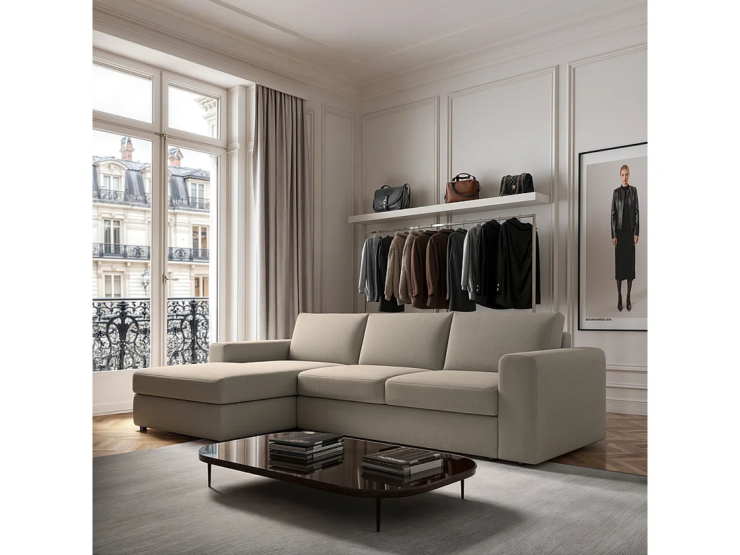 Rodier Grand Canapé d'angle gauche Baga beige