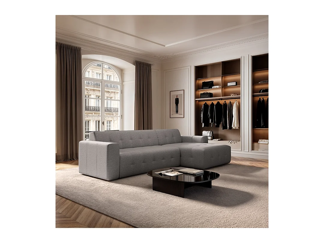 Rodier Grand canapé d'angle droit Tuil gris