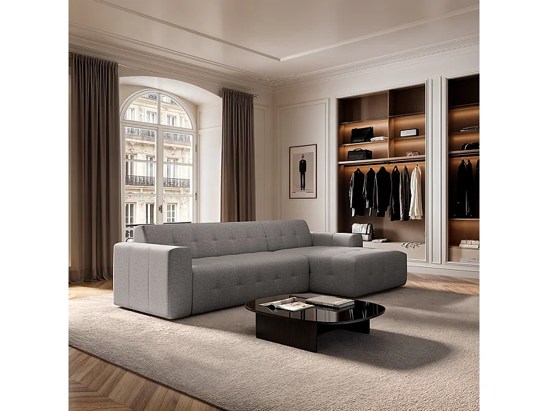 Rodier Grand canapé d'angle droit Tuil gris