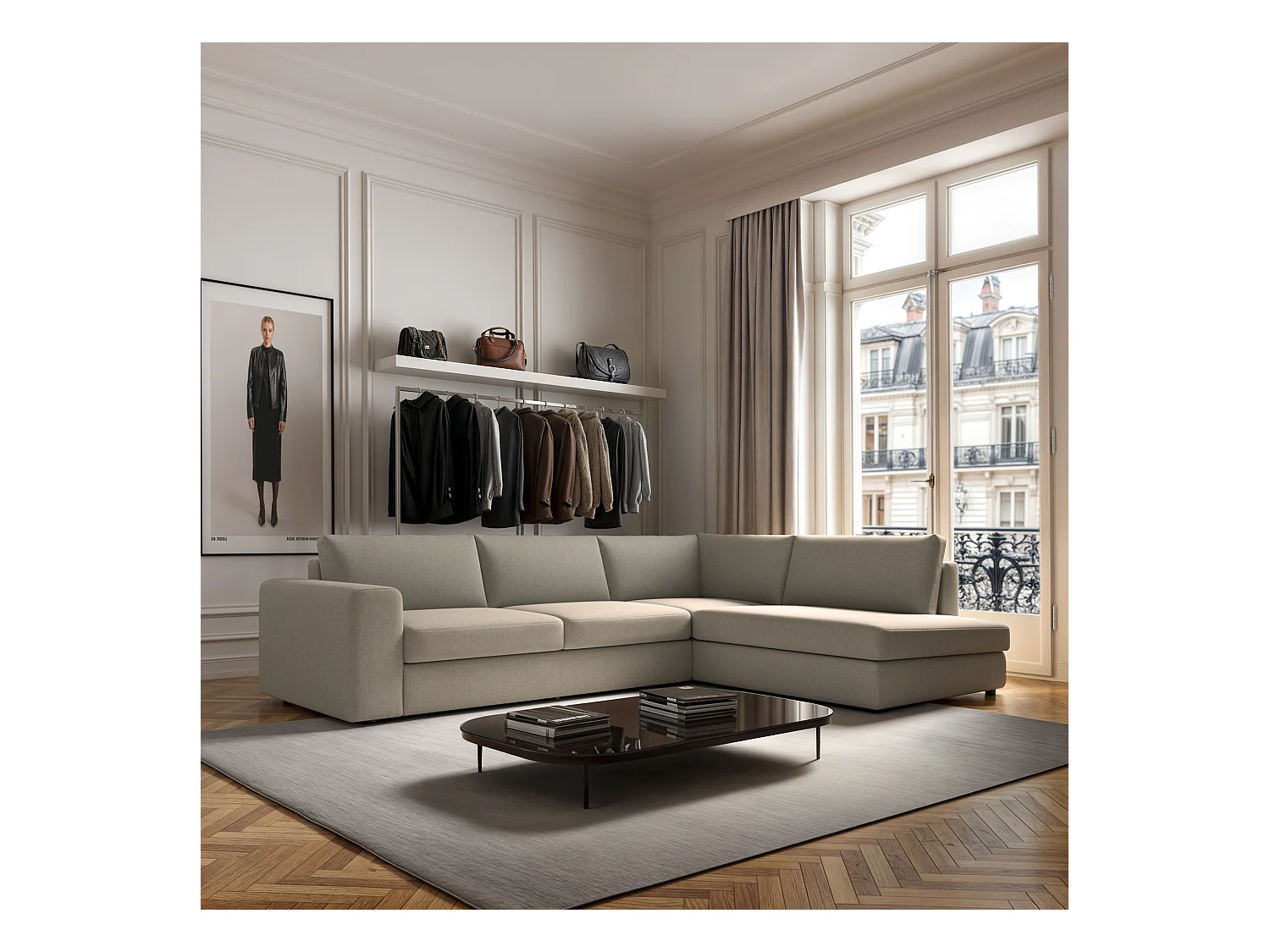 Rodier Canapé d'angle droit Baga beige