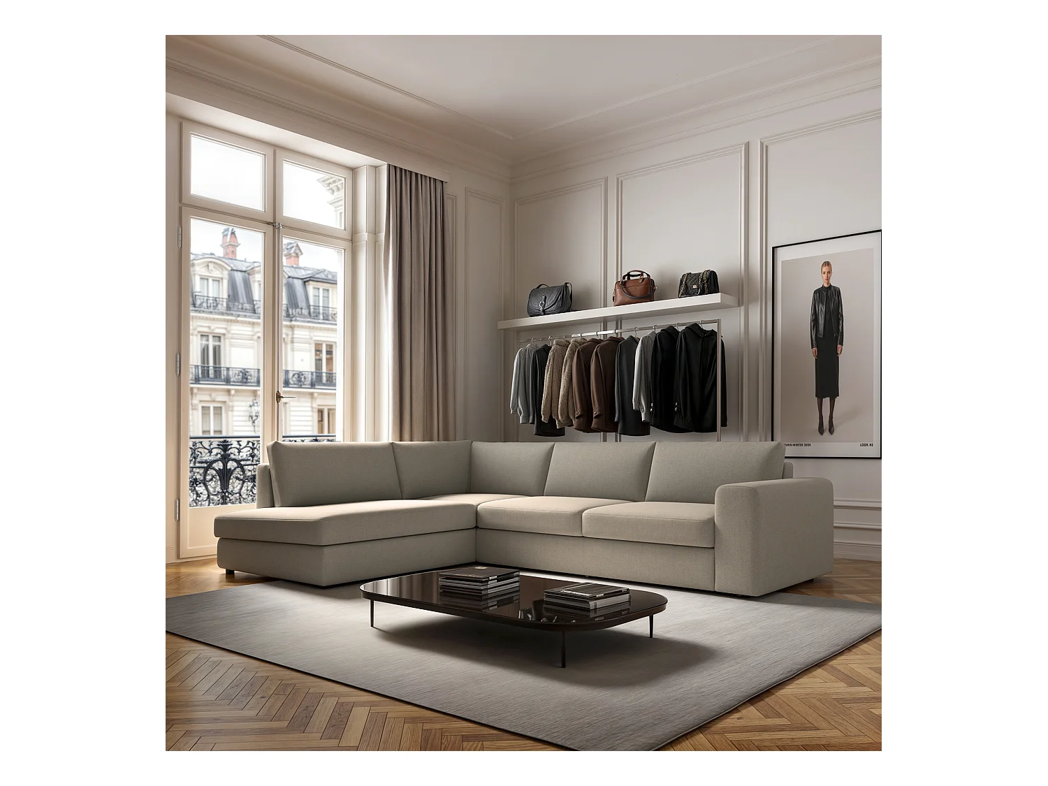 Rodier Canapé d'angle gauche Baga beige